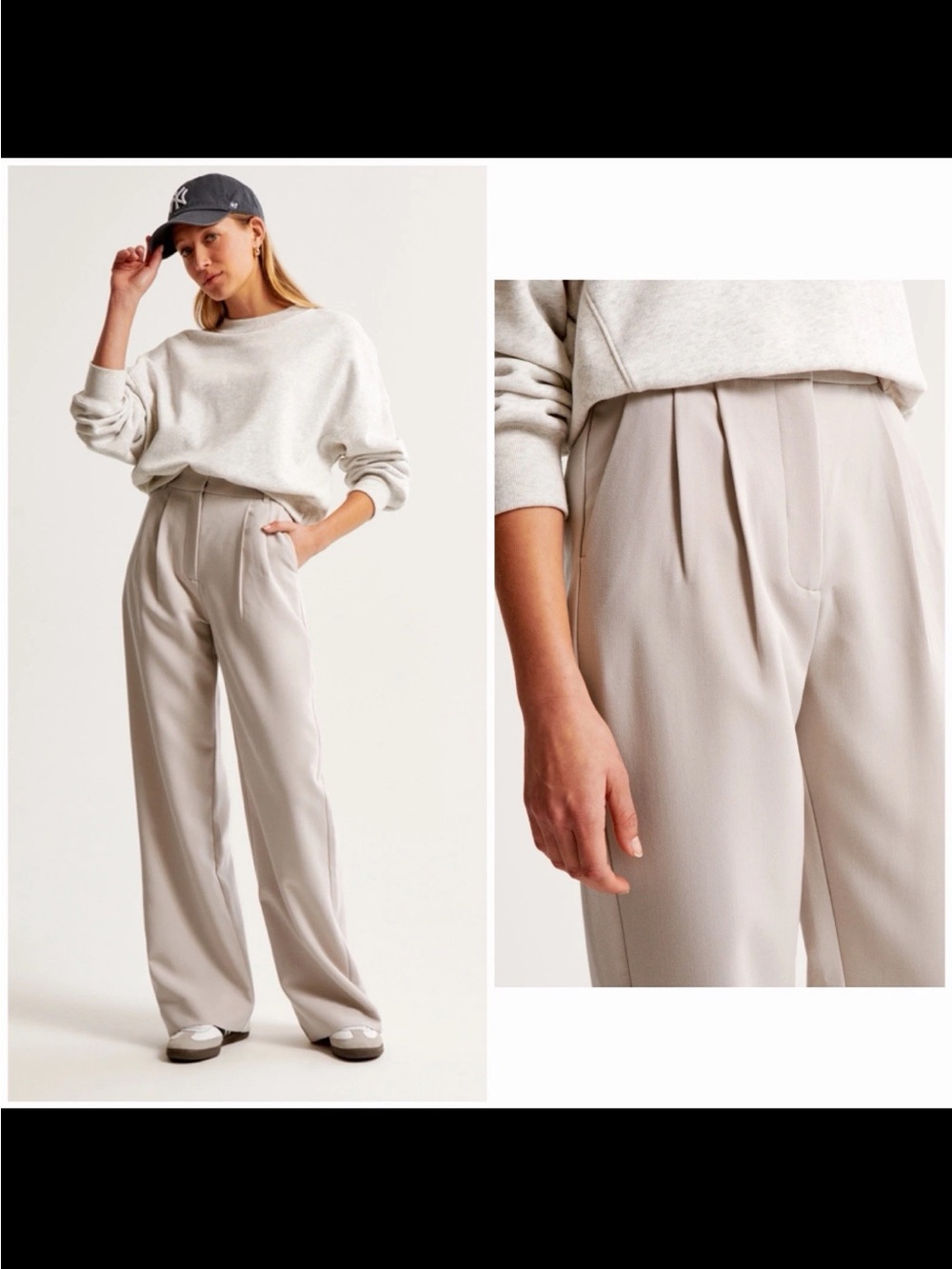 Abercrombie & Fitch A&F Sloane Tailored Wide Leg Pants Light Taupe XS Short